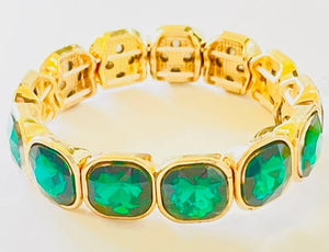Gold & Emerald Green Rhinestone Bracelet