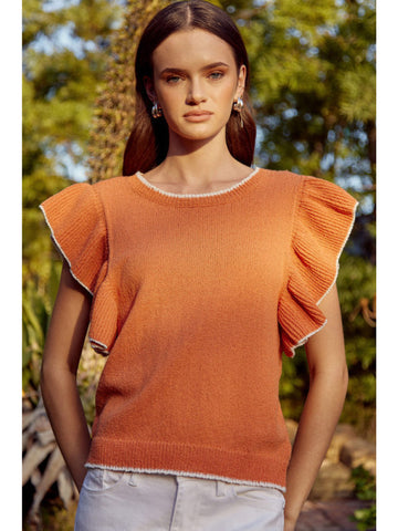 Cowboy Orange Summer Knit Top