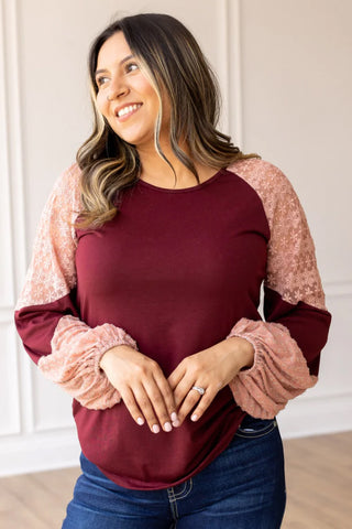 BERRY BLUSH LACE FUSION TOP