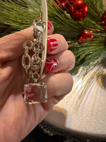 Chain Link Hoop & Stone Earring