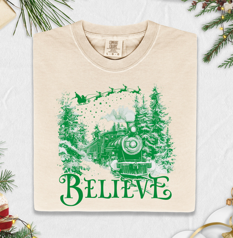 Christmas Train Believe Tee