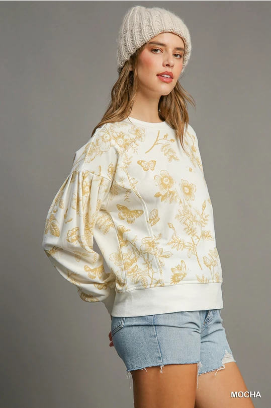 ROHE Terry Ruffle Happy Floral deals Top