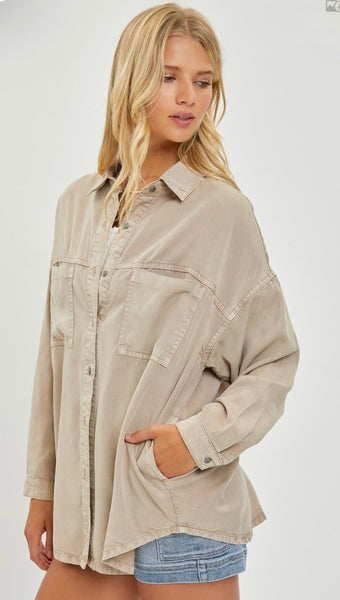 Taupe Risen Tencel Shirt