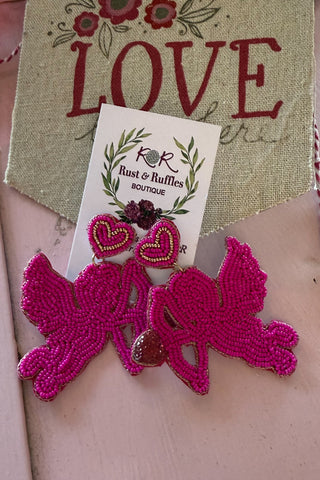 Beaded Cupid Earrings