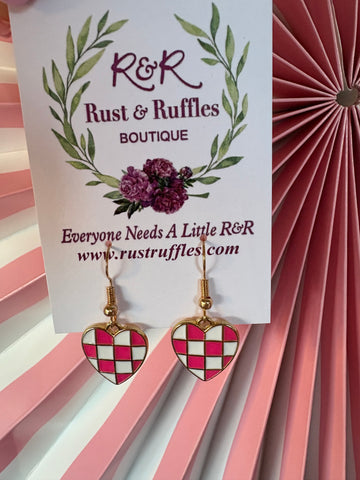 Heart Checkered Earrings