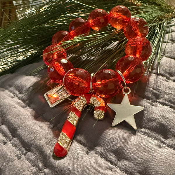 Candy Cane Christmas Charm Bracelet