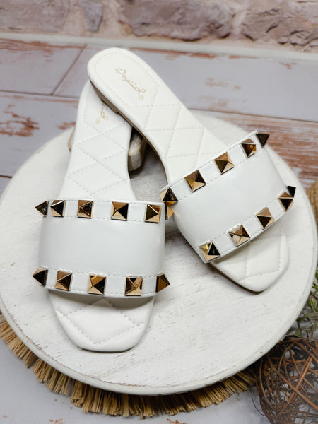 Sutton Studded Sandal in White