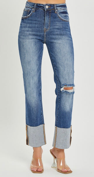 Risen Dark Hi-Rise Straight Jeans