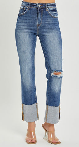 Risen Dark Hi-Rise Straight Jeans