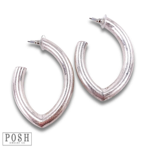 Silver Diamond Hoop Earring