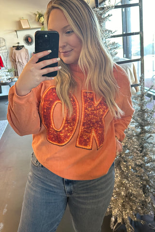 OK Orange Corded Sweatshirts