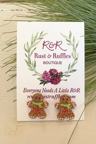 Glitter Gingerbread Men Earrings