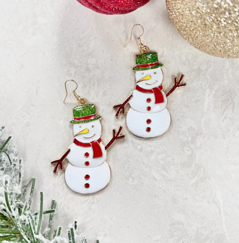 Winter Day Snowman Earrings