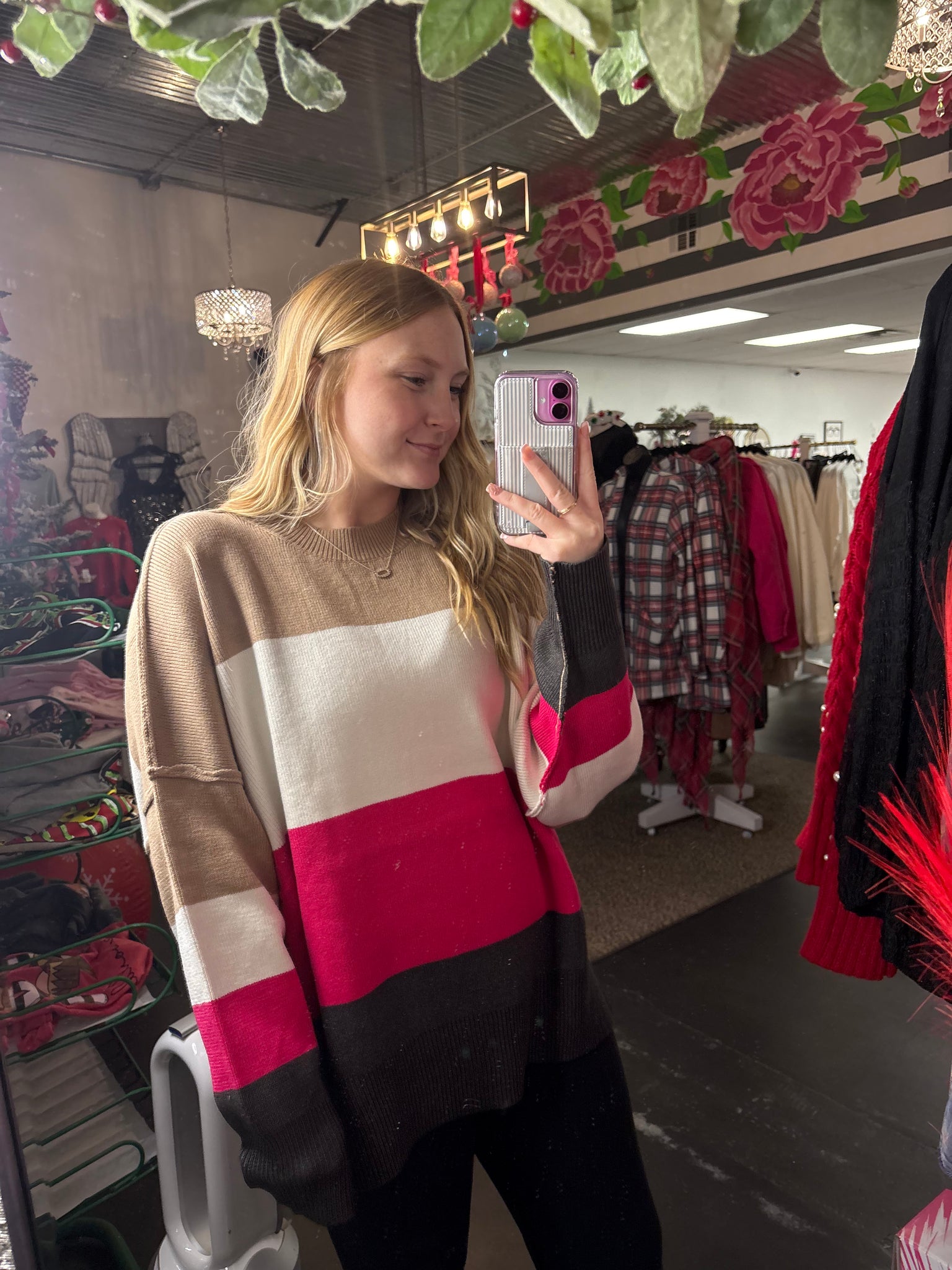 Hot Pink Wide Stripe Knit Top