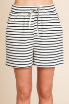 Navy Striped Short Set