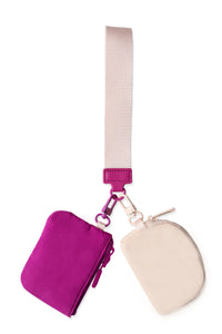 Double Pouch Wristlet, Magenta