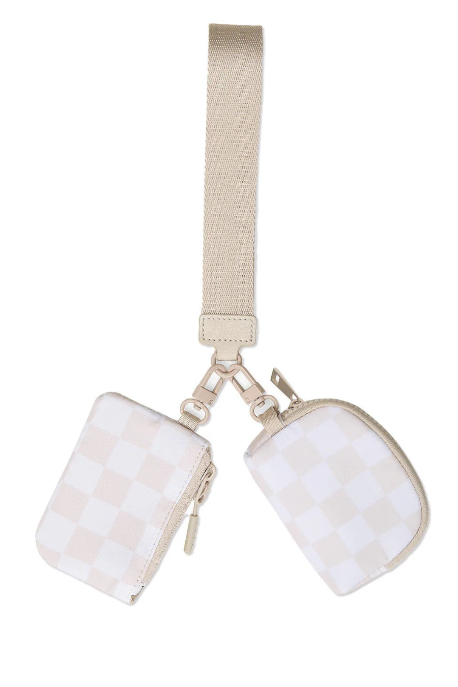 Double Pouch Wristlet, Neutral Check