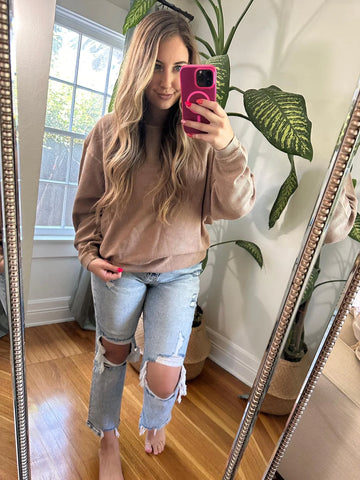 Essential Corded Crew Sweatshirt - Mocha