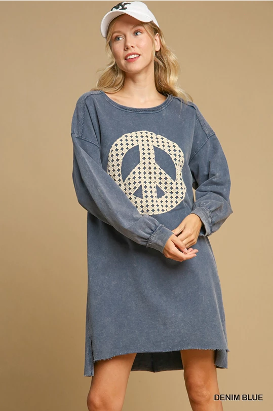 Denim & Lace Peace Sign Dress