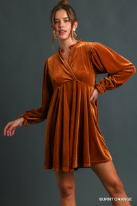 Burnt Orange Velvet Tunic/Dress