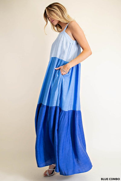 Blue Blocking Maxi Dress