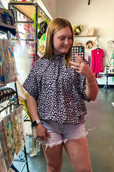 Stunning Black & White Spotted Top