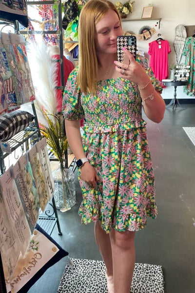 Summer Green Floral Dress
