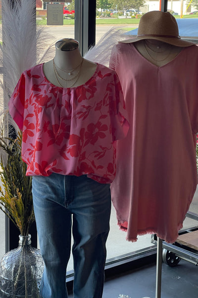 Red/Pink Floral Top