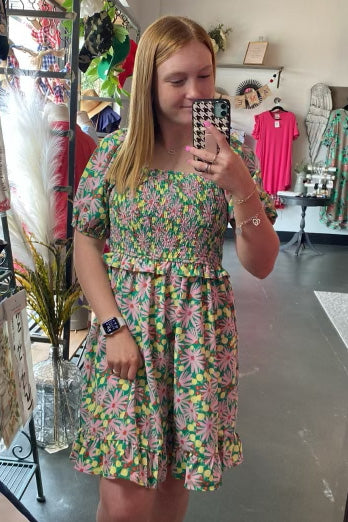 Summer Green Floral Dress