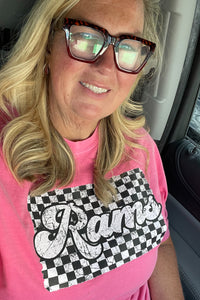 PREORDER Checkered Rams Tee - Pink