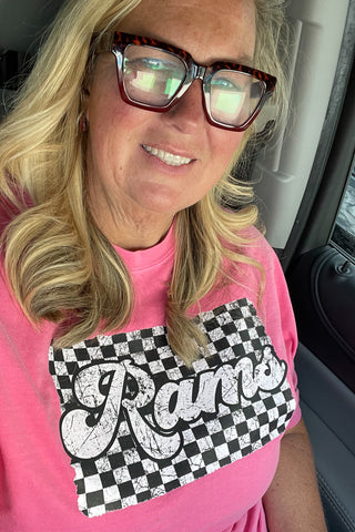 PREORDER Checkered Rams Tee - Pink