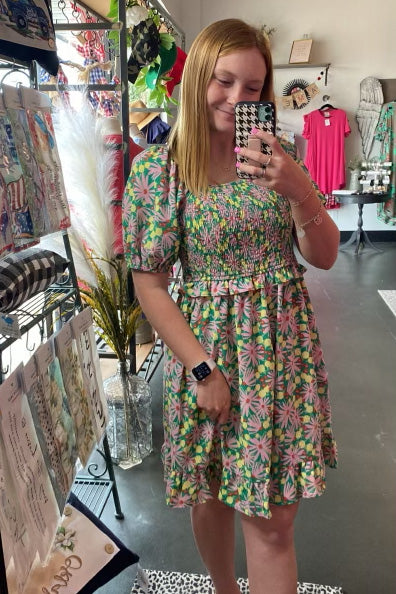 Summer Green Floral Dress