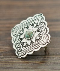 Concho, Natural Turquoise Adjustable Ring