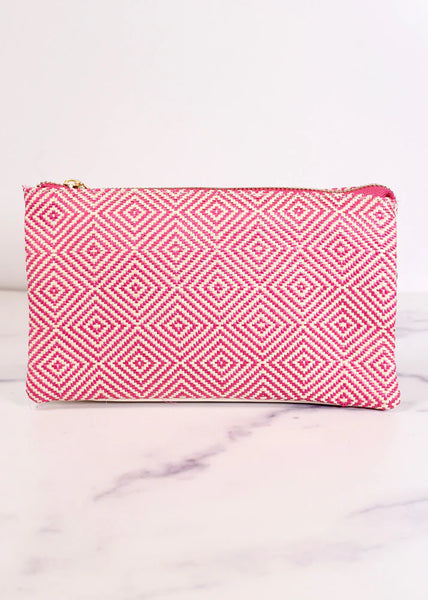 Liz Crossbody Bag - Hot Pink Straw