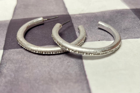 Shimmery Silver Hoops