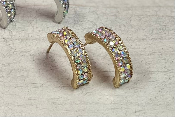 Crescent Sparkle Hoops - Final SALE