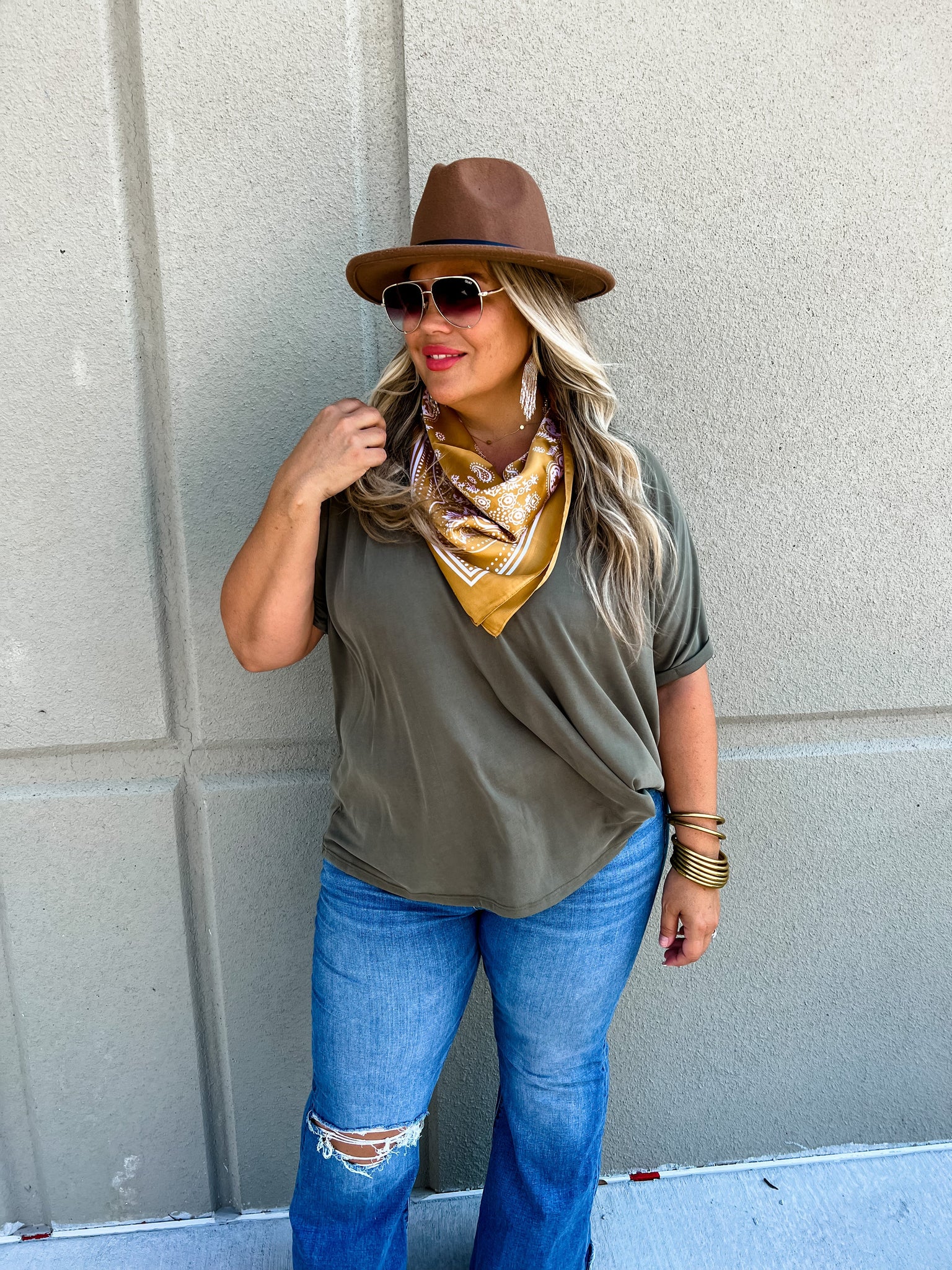 Shelby Silk Bandana - Mustard