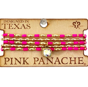5 Strand Fuchsia & Gold Bracelet