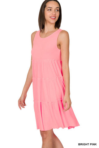 Bright Pink Tiered Dress