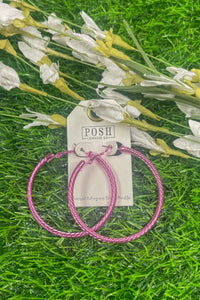 Cable Hoop Earring - Fuchsia