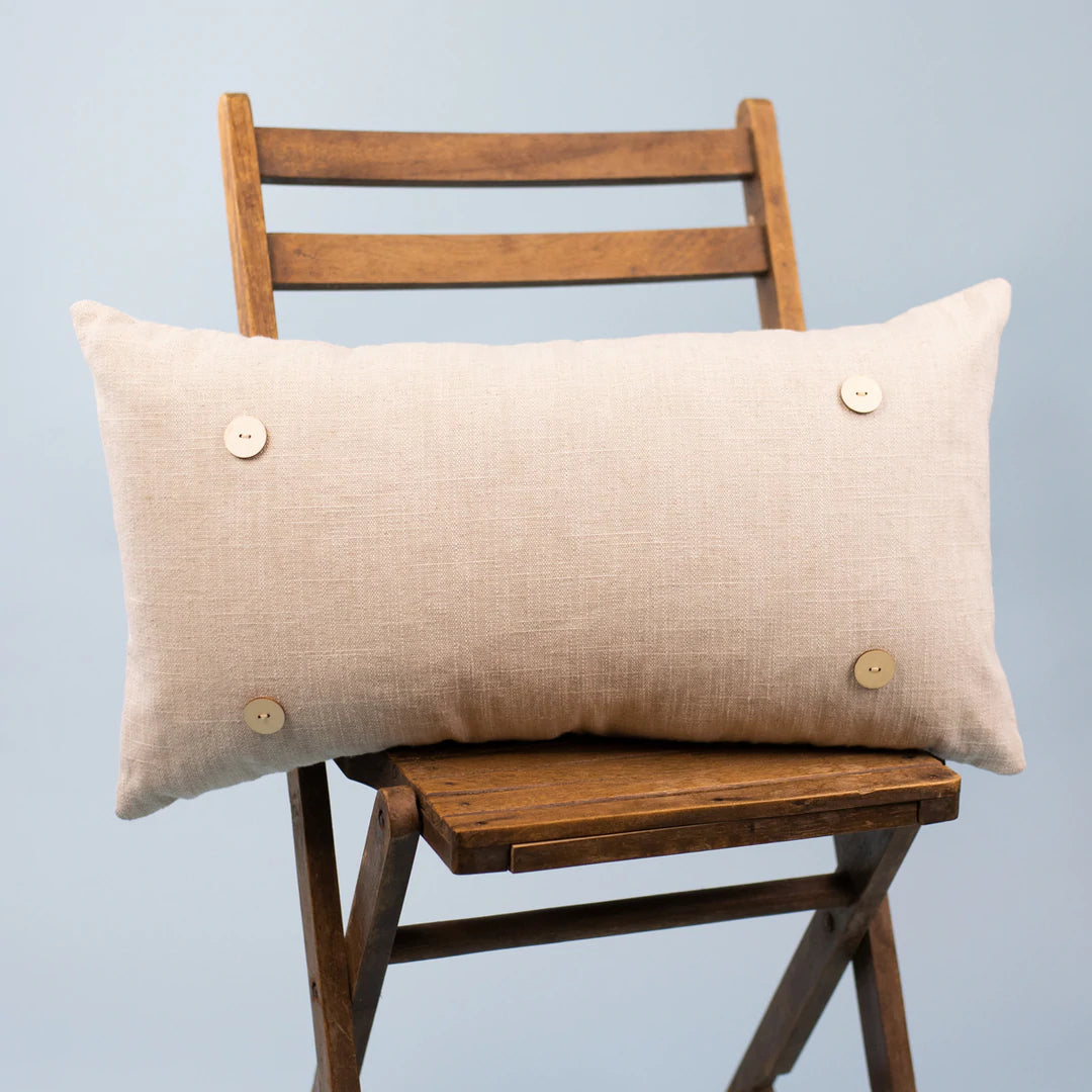 Khaki Canvas BUTTON PILLOW