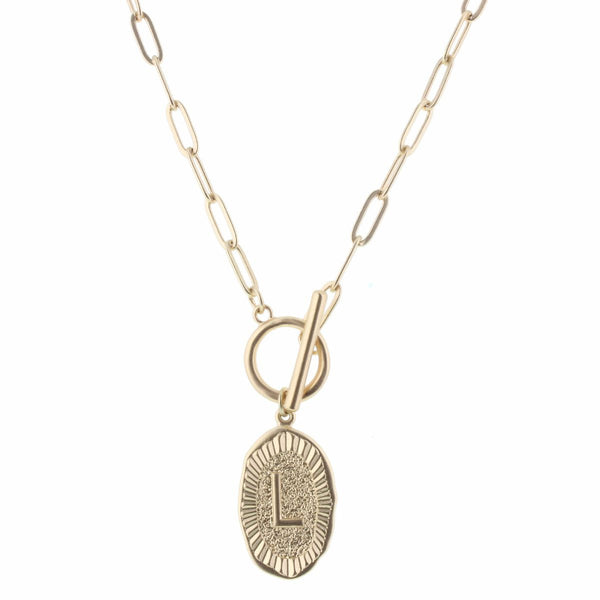 Gold Stamped Initial Necklace - Final SALE