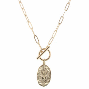 Gold Stamped Initial Necklace - Final SALE